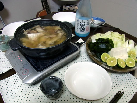 『鯛あら潮汁鍋   』 料理とぐい呑み(75)